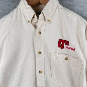 Q 95 Rock 'N Roll Radio Button‎ Down Shirt Embroidered Mens M Vintage Retro 90s
